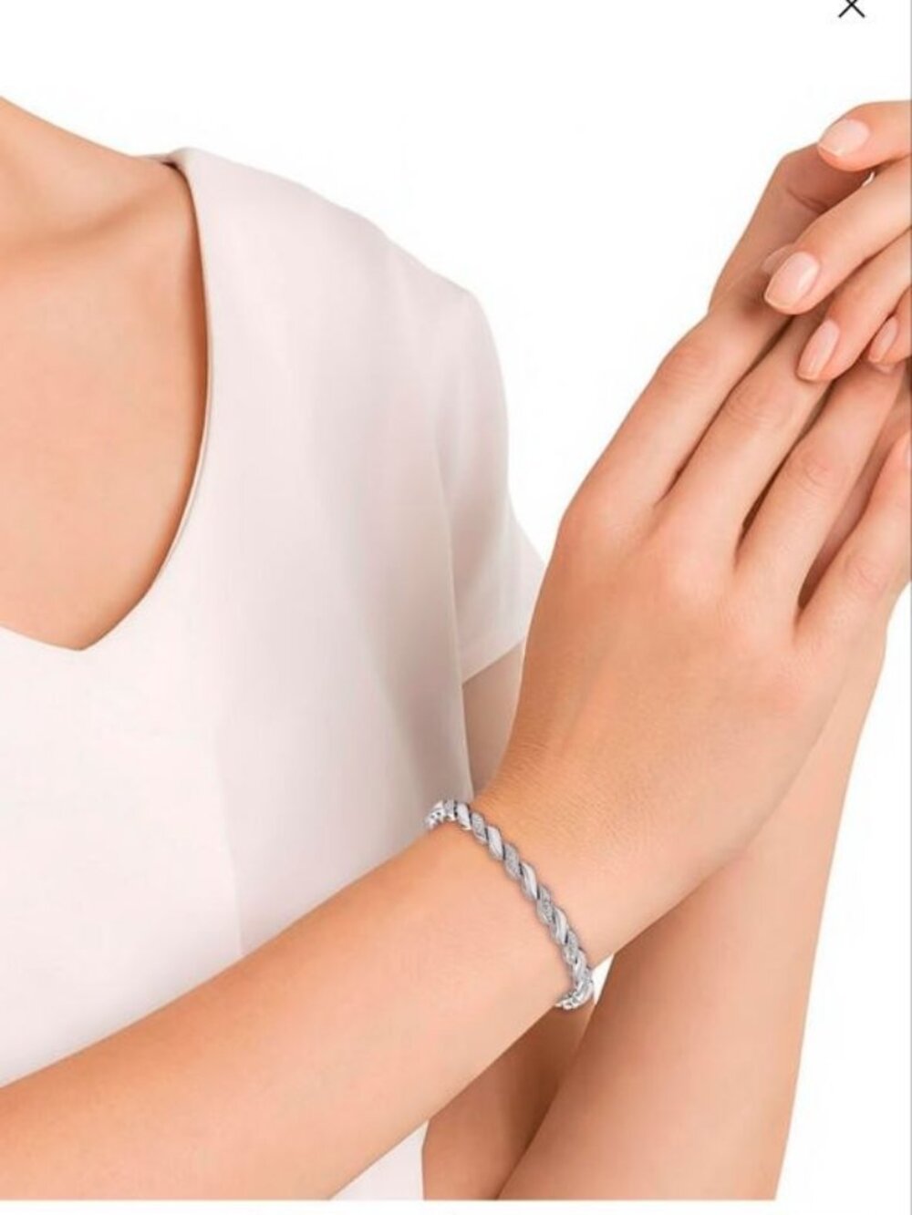 Diamond Accent San Marco Link Bracelet in 18k Gold-Plate & Silver-Plate